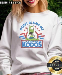 Alt Text: Funny The Simpsons Don't Blame Me I Voted For Kodos Sweatshirt featuring cartoon characters and humorous design.