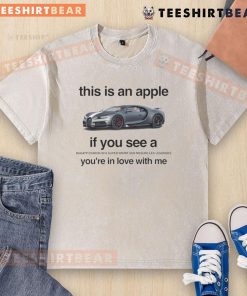 Funny washed t-shirt featuring 'This Is An Apple' design with Bugatti Chiron W16 Super Sport, perfect for car lovers.