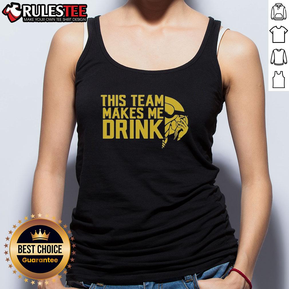 Funny This Team Makes Me Drink Minnesota Vikings Logo Tank Top Funny Minnesota Vikings logo tank top that says 'This Team Makes Me Drink' perfect for fans and game day events.