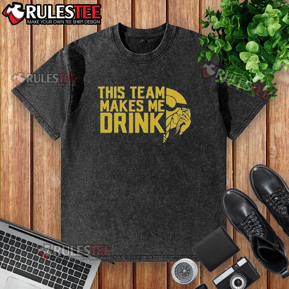 Funny This Team Makes Me Drink Minnesota Vikings Logo Washed T Shirt Funny Minnesota Vikings logo washed t-shirt, ideal for fans who need a laugh and love their team spirit.