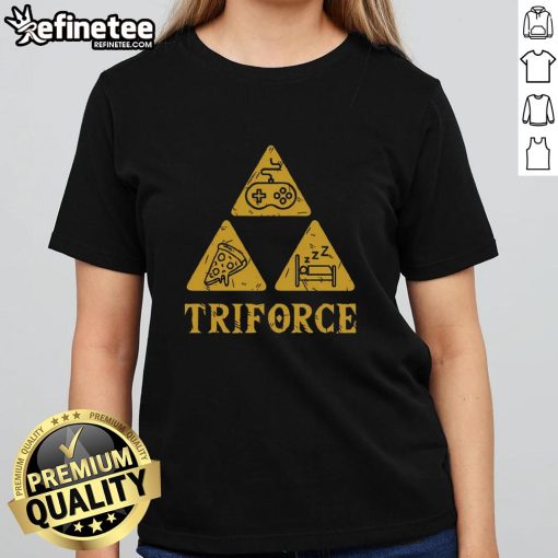 Funny Triforce Gaming Pizza Sleep Ladies Tee featuring a playful design perfect for gamers and pizza lovers.