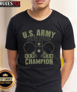 Funny US Army Ping Pong Champion T-Shirt featuring a humorous design for military and table tennis enthusiasts.