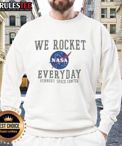 Funny We Rocket NASA Everyday sweatshirt at Kennedy Space Center, perfect for space enthusiasts and casual wear.