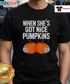 Alt Text: Funny Halloween T-shirt featuring skeletons with nice pumpkins, perfect for spooky season attire.