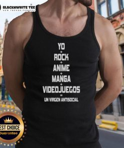 Funny Yo Rock anime manga videojuegos tank top featuring an antisocial virgin design, perfect for quirky fashion lovers.
