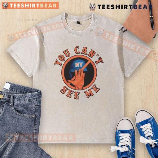 Funny 'You Can't See Me' New York Mets washed t-shirt featuring playful design, perfect for baseball fans.