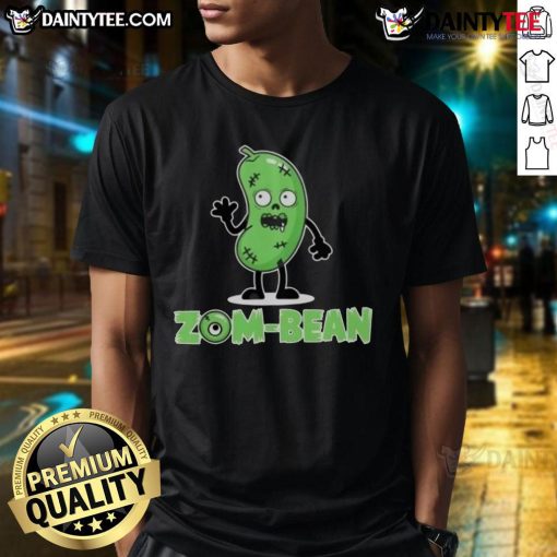 Funny Zom-Bean Halloween Vegan T-Shirt featuring a playful zombie bean graphic, perfect for vegan Halloween celebrations.
