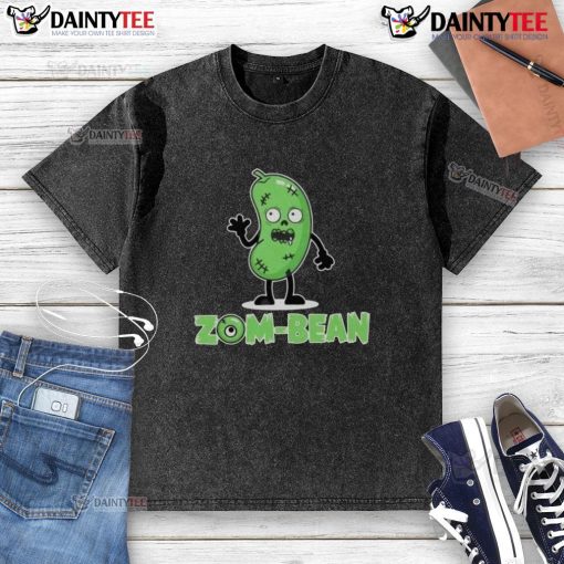 Funny Zom Bean Halloween vegan washed t-shirt featuring a quirky zombie design perfect for spooky season.
