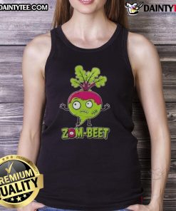 Funny Zom Beet Halloween vegan tank top featuring a quirky zombie beet design, perfect for Halloween festivities.