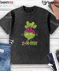 Funny Zom Beet Halloween vegan washed t-shirt featuring a quirky zombie beet design, perfect for eco-conscious Halloween lovers.