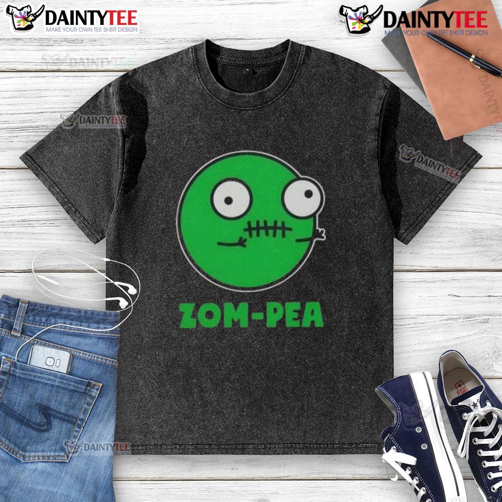 Funny Zom Pea Halloween Vegan Washed T Shirt Funny zombie pea Halloween vegan washed t-shirt featuring a quirky design perfect for plant-based Halloween celebrations.