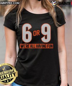 Group of women enjoying a fun day in matching 'Good 6 or 9' tees, showcasing friendship and style.