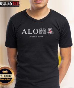 Good Aloha Coach Tomey Hawaii and Arizona Wildcats T-Shirt featuring vibrant colors and team logos for fans.