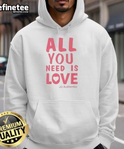 Good Amanda Knox 'All You Need Is Love' hoodie featuring a stylish design, perfect for casual wear and expressing positivity.