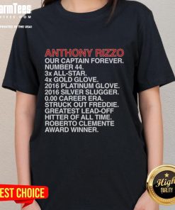 Good Anthony Rizzo Our Captain's Accomplishments ladies tee showcasing Rizzo's achievements in stylish design.