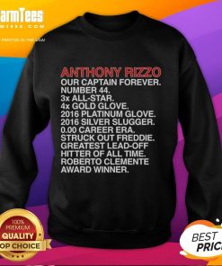 Good Anthony Rizzo Our Captain's Accomplishments Sweatshirt featuring a stylish design celebrating Rizzo's achievements.