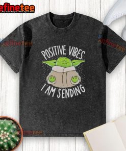 Good Baby Yoda positive vibes t-shirt featuring a whimsical design, perfect for fans of Star Wars and uplifting fashion.
