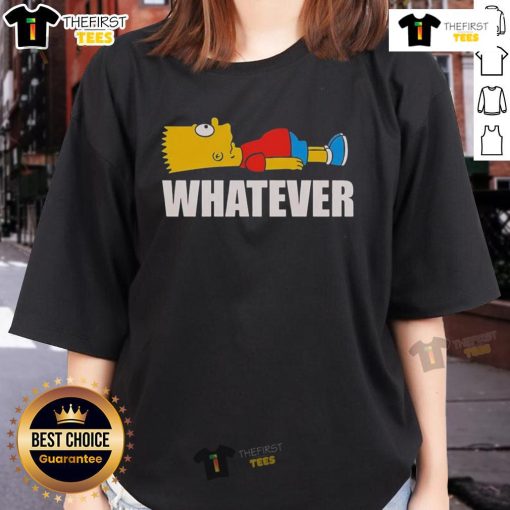Good Bart Simpson Whatever Ladies Tee featuring Bart's iconic expression and colorful design for casual wear.