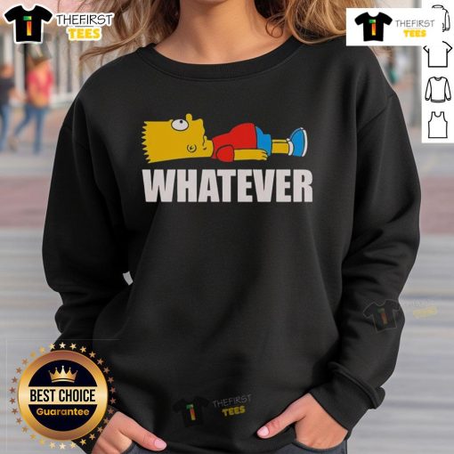 Good Bart Simpson Whatever Sweatshirt featuring a colorful graphic of Bart with a playful expression, perfect for casual wear.