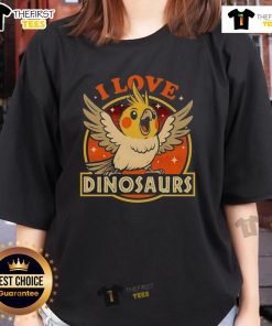Good Bird Love Dinosaurs Ladies Tee featuring a playful dinosaur graphic, perfect for dinosaur lovers and casual wear.