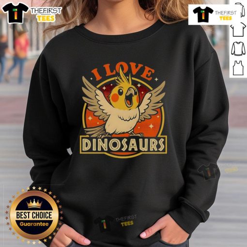 Good Bird Love Dinosaurs sweatshirt featuring a playful dinosaur design, perfect for cozy casual wear and dinosaur lovers.