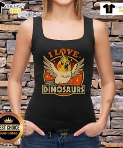 Good Bird Love Dinosaurs tank top featuring a playful dinosaur graphic and vibrant colors, perfect for casual wear.