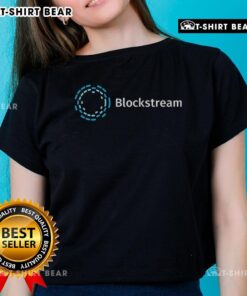 Good Blockstream logo on a stylish ladies' tee, perfect for cryptocurrency enthusiasts and casual wear.