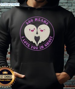 Cute hoodie with Good Boo Means I Love You design, perfect for Halloween and ghost lovers. Ideal for cozy fall outfits.