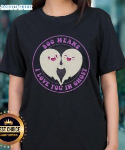 Good Boo Means I Love You in Ghost Cute Ladies Tee showcasing a playful ghost graphic on a stylish women's t-shirt.