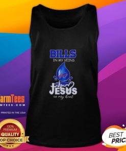 Good Buffalo Bills in My Veins, Jesus in My Heart tank top for football lovers, featuring a stylish design and vibrant colors.