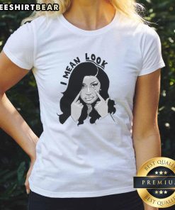 Womens tee featuring a bold Cardi B mean look graphic, perfect for fans of stylish and expressive fashion.