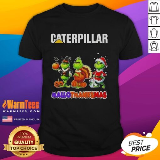 Good Cater Pillar X Grinch cosplay T-shirt for Hallothanksmas celebration, featuring vibrant colors and festive design.