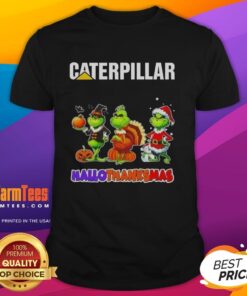 Good Cater Pillar X Grinch cosplay T-shirt for Hallothanksmas celebration, featuring vibrant colors and festive design.