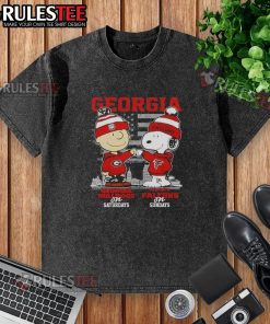 Good Charlie Brown Georgia Bulldogs x Snoopy Atlanta Falcons Skyline T-Shirt showcasing team spirit and casual style.