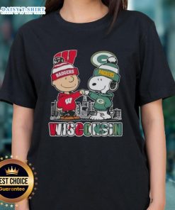 Good Charlie Brown Wisconsin Badgers x Snoopy Green Bay Packers skyline ladies tee showcasing vibrant team spirit.