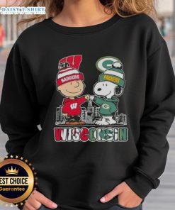 Good Charlie Brown Wisconsin Badgers x Snoopy Green Bay Packers skyline sweatshirt featuring vibrant graphics and cozy design.