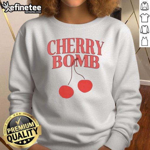 Alt Text: Cozy 'Good Cherry Bomb' sweatshirt featuring a cherry design, perfect for a stylish and beautiful life.