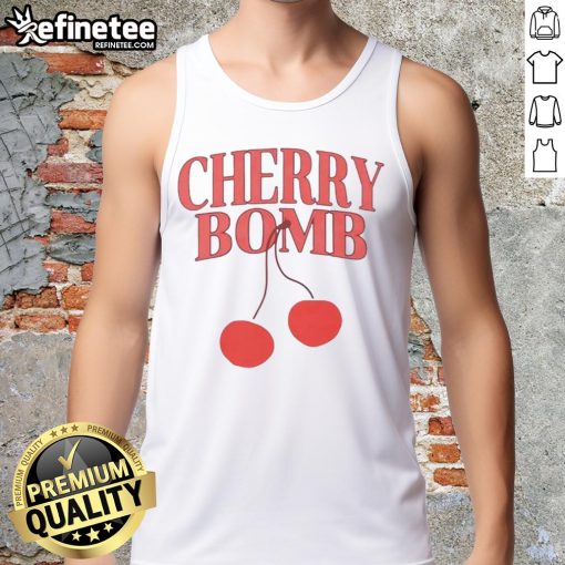 Good Cherry Bomb tank top with a cherry design on a beautiful life theme, perfect for casual summer outfits.