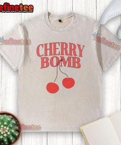 Alt Text: Good Cherry Bomb cherry graphic on a stylish Cherry On Top Of A Beautiful Life washed t-shirt, perfect for casual wear.
