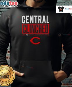 Good Cincinnati Reds Playoffs Clinched NL Central Division Champions 2025 hoodie showcasing team pride and celebration.