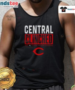 Good Cincinnati Reds Playoffs Clinched NL Central Division Champions 2025 tank top showcasing team pride and victory.