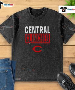 Good Cincinnati Reds Playoffs Clinched NL Central Division Champions 2025 washed t-shirt featuring team logo and colors.