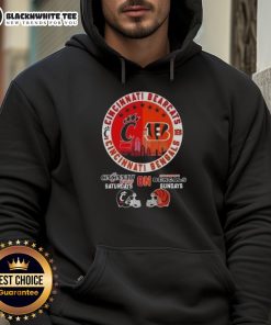 Good Cincinnati Sports Bearcats hoodie with football helmets and Skyline design for Bengals Sundays and Bearcats Saturdays.