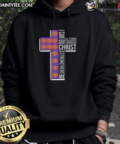 Alt Text: Clemson Tigers hoodie featuring 'I Can Do All Things Through Christ Who Strengthens Me' in vibrant colors.
