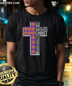 Alt Text: Good Clemson Tigers I Can Do All Things Through Christ Who Strengthens Me T-Shirt in orange with bold lettering.