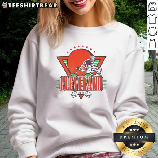 Good Cleveland Estd 1946 football helmet sweatshirt featuring stars, perfect for sports fans and casual wear.