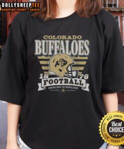 Alt Text: Good Colorado Buffaloes Stripe Splash Ladies Tee featuring a stylish design perfect for fans and casual wear.