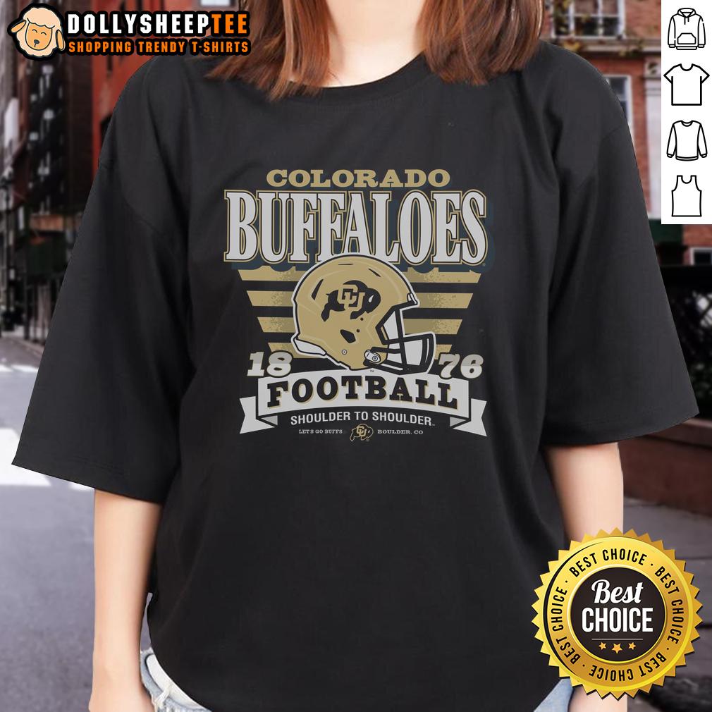 Good Colorado Buffaloes Stripe Splash Ladies Tee Alt Text: Good Colorado Buffaloes Stripe Splash Ladies Tee featuring a stylish design perfect for fans and casual wear.