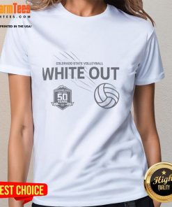 Good Colorado State Volleyball White Out 2025 Ladies Tee featuring a stylish design perfect for game day.