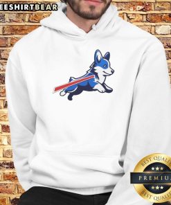Retro-style hoodie featuring a good Corgi and Buffalo Bills football design, perfect for fans and dog lovers.